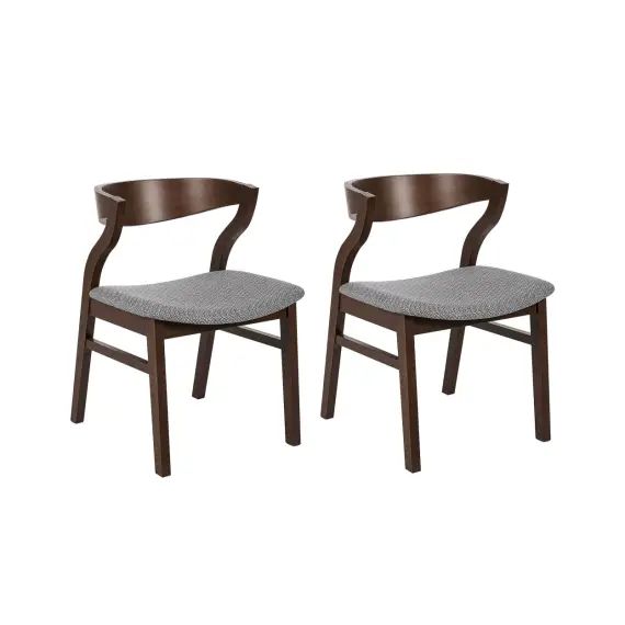 Lot de 2 chaises de salle à manger bois sombre et gris