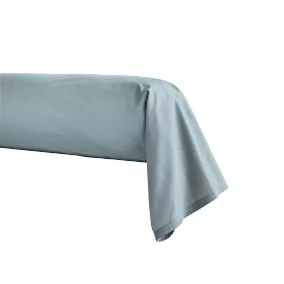 Taie de traversin en percale de coton bleu glacier 43×190