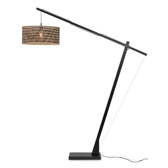 Lampadaire bambou abat-jour bambou naturel/noir, h. 207cm