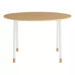 K2 Table ronde D.100cm BUT PRO imitation Chêne et blanc