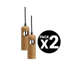 Pack de 2 lampe en suspension bois clair 150 cm