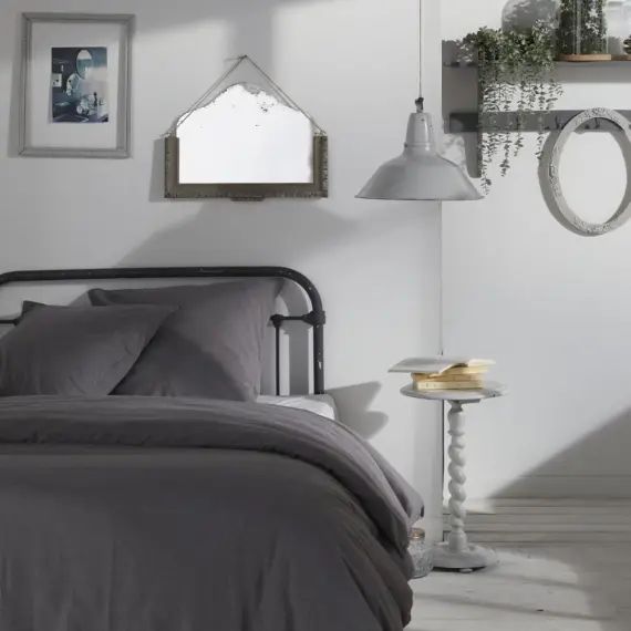 Parure de lit uni anthracite 240×220