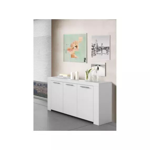 Buffet WENDY 3 portes L144cm – Blanc – 144 x 42 x 80 cm – Usinestreet