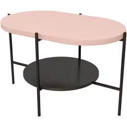 Table basse bois rose, base noire 80x50x50cm