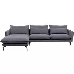 Canapé d’angle gauche 3 places en tissu gris