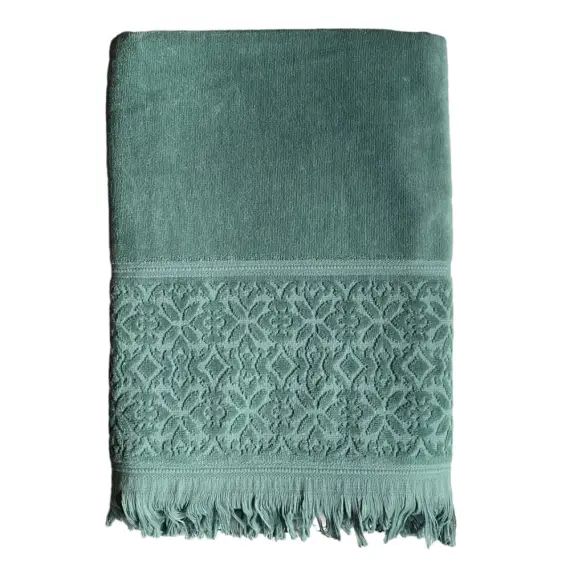 Serviette de bain éponge velours Romance  fougere 90×170