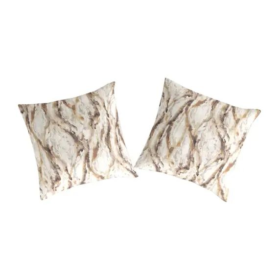 2 Taies d&rsquo;oreiller en percale de coton 65×65 cm beige