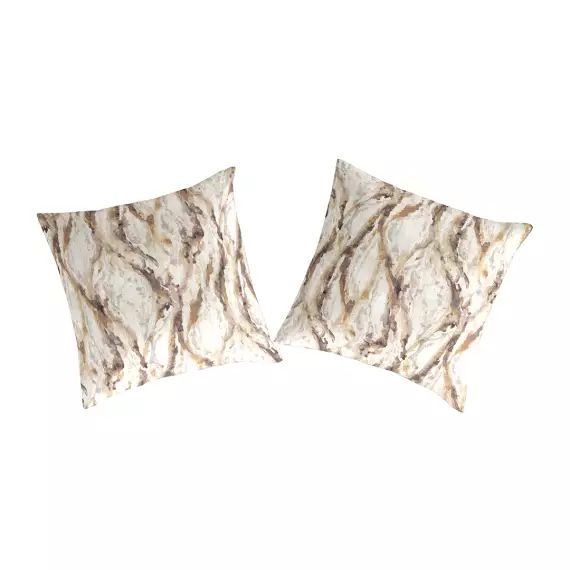 2 Taies d&rsquo;oreiller en percale de coton 65×65 cm beige