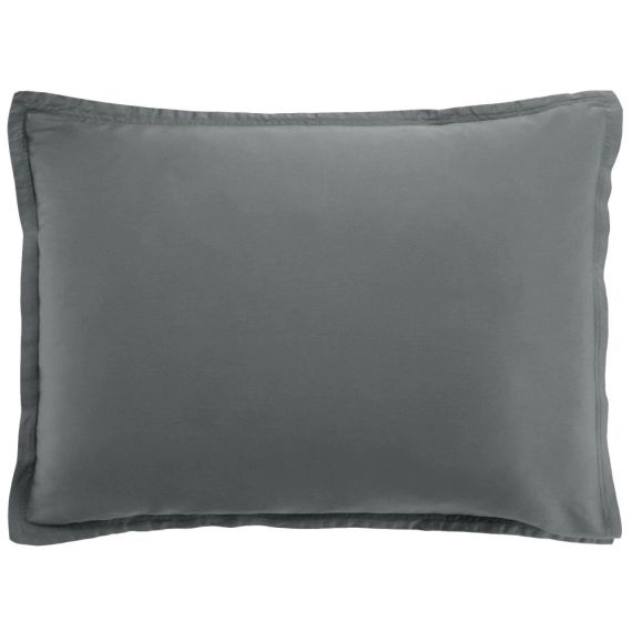 Taie d’oreiller rectangle satin de coton gris foncé 50×70 cm