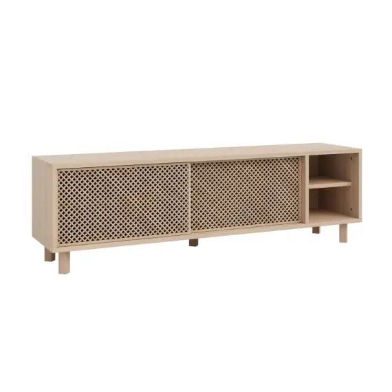 Meuble TV en bois massif – deux étagères – 150 cm