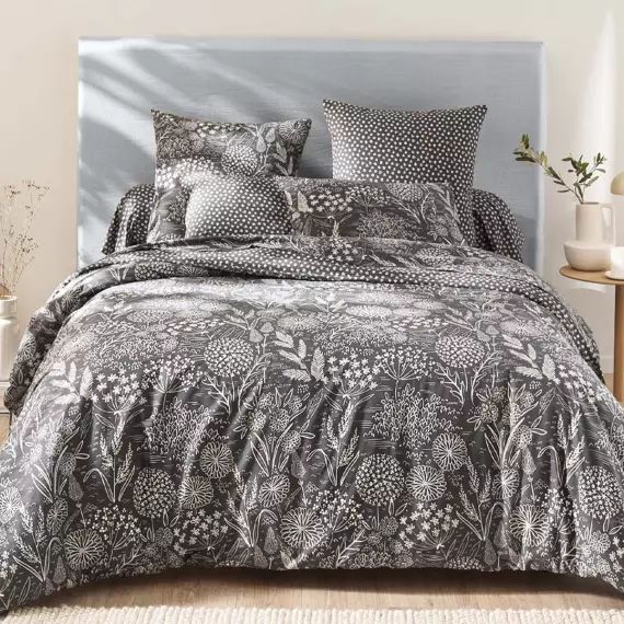 Housse de couette imprimée en lyocell gris 260×240