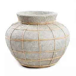 Vase en terre cuite gris naturel H19