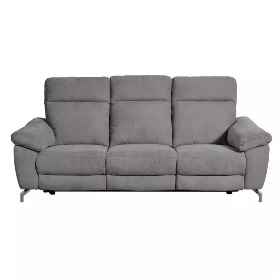 Canapé relaxation électrique  3 places en tissu HARRY coloris gris