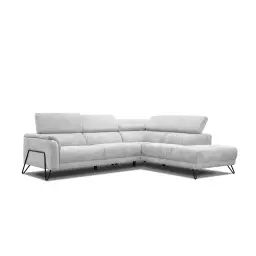 Canapé d’angle droit 5 places tissu gris clair