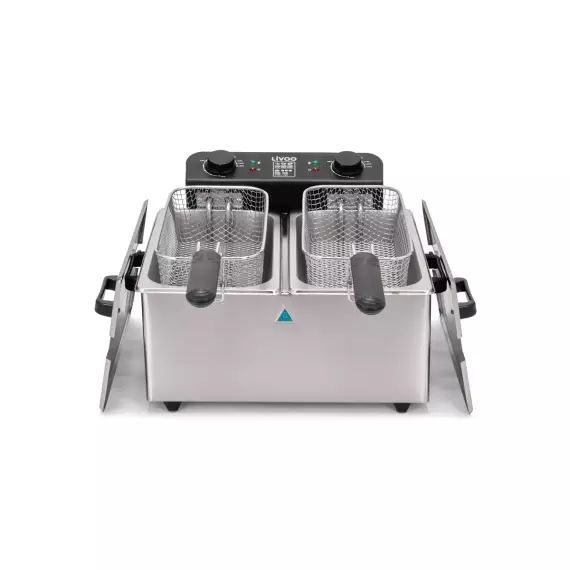 Livoo Friteuse electrique double en Acier inoxydable Argent