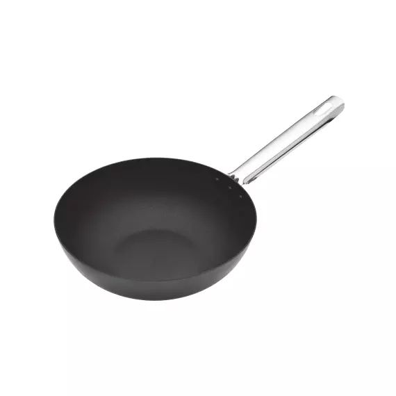 Wok 24cm en acier carbone 40.3×23.9×5.8cm noir et argenté