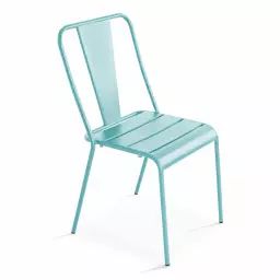 Chaise de jardin en métal turquoise