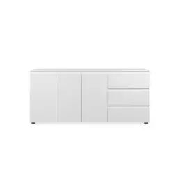 Buffet 3 portes, 3 tiroirs et 2 étagères – L178,5 cm – Blanc