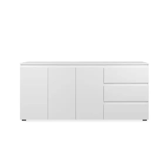 Buffet 3 portes, 3 tiroirs et 2 étagères – L178,5 cm – Blanc