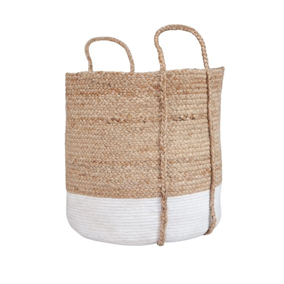 Panier en jute naturelle et blanc