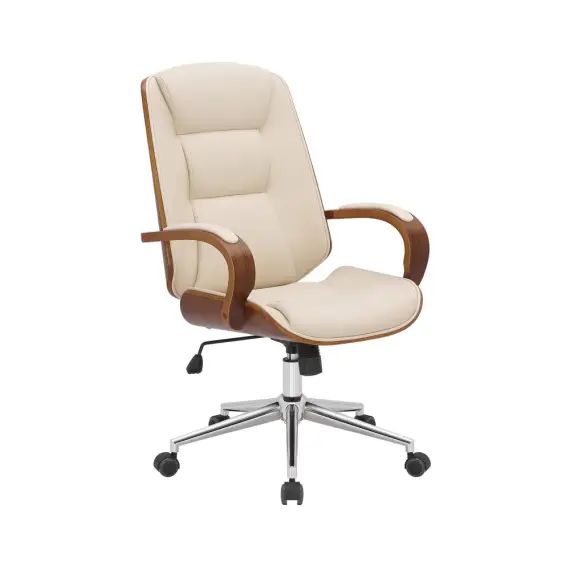Chaise de bureau réglable en similicuir Noyer / Crème