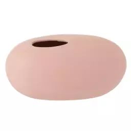 Vase ovale en céramique rose pastel H13cm
