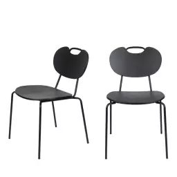 Aspen – Lot de 2 chaises en bois et métal – Couleur – Noir