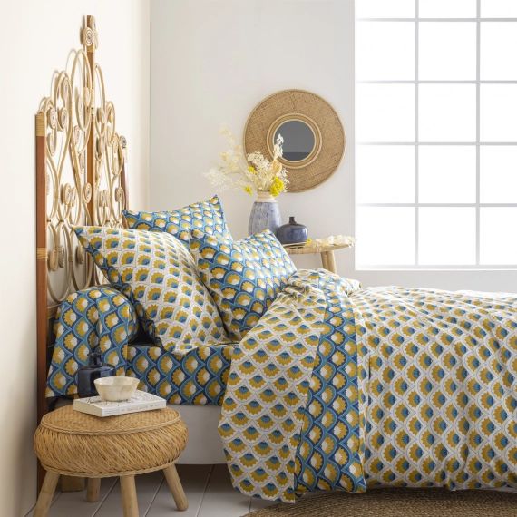 Housse de couette en lyocell bleu 260×240