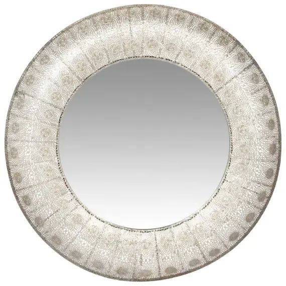 Miroir rond en métal argenté D80