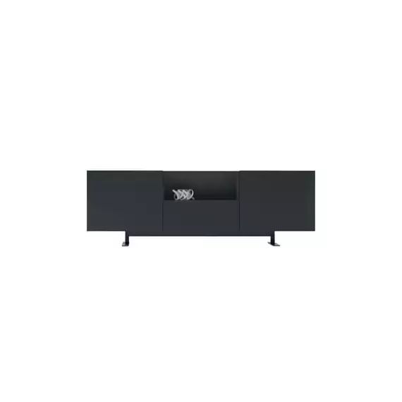 Buffet Luxor en Bois, Stratifié revêtu d’aluminium – Couleur Noir – 270 x 120.55 x 90 cm – Designer Giulio