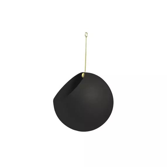 Pot de fleurs suspendu Globe en Métal, Fer – Couleur Noir – 17 x 17 x 28 cm