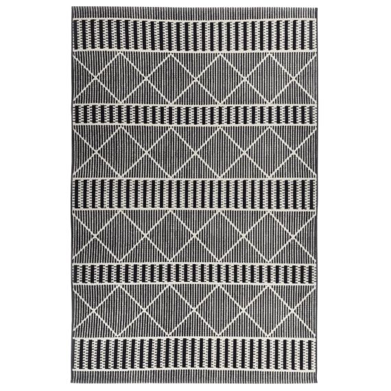 Tapis outdoor/ indoor – motif géométrique – tissé noir 120×180 cm