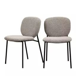 Dalby – Lot de 2 chaises en tissu bouclette et métal – Couleur – Taupe