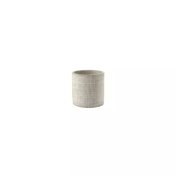 Cache-pot Cylindre en Céramique, Grès – Couleur Beige – 12 x 12 x 12 cm – Designer