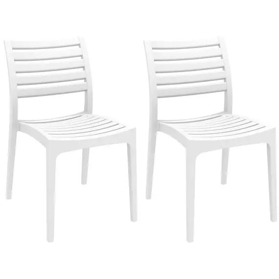 Lot de 2 chaises de jardin empilables en plastique Blanc