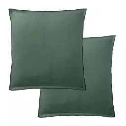 2 taies d’oreiller carrées en lin français – lin lavé vert 65×65 cm