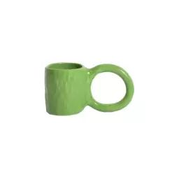 Tasse à café Donut en Céramique, Faïence émaillée – Couleur Vert – 17 x 17.54 x 9 cm – Designer Pia Chevalier