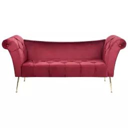 Chaise longue en velours rouge foncé