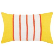 Housse de coussin en lin à rayures tuftées orange, jaunes et écrues 30×50