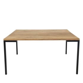 Table basse en bois et métal 90x90cm bois clair  et  noir