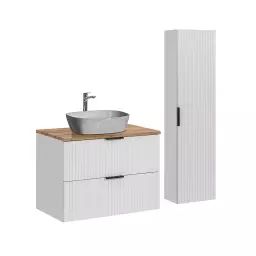Ensemble meuble simple vasque 80cm et colonne stratifiés blanc
