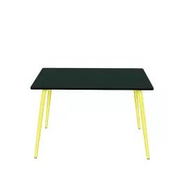 Table de jardin en stratifié verte avec pieds jaune citron 4 places