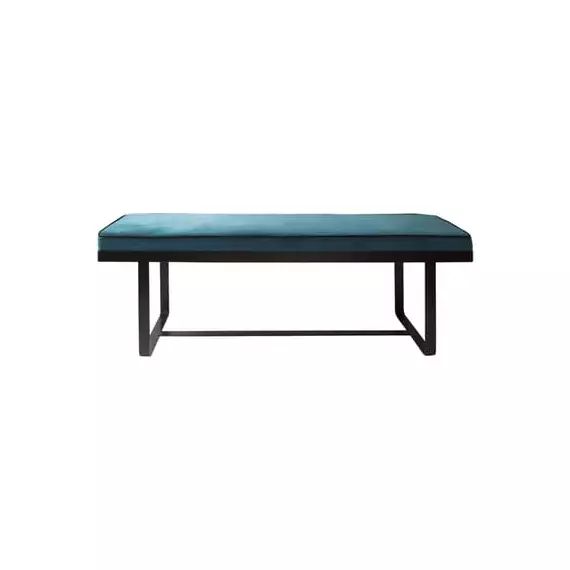 Banc rembourré Léo en Tissu, Métal peint – Couleur Bleu – 140 x 83.2 x 45 cm – Designer Sarah Lavoine