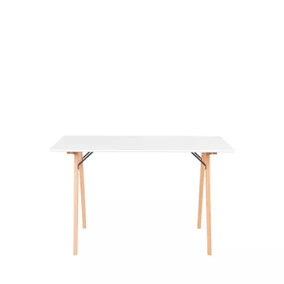 Bureau pieds bois clair L120cm blanc