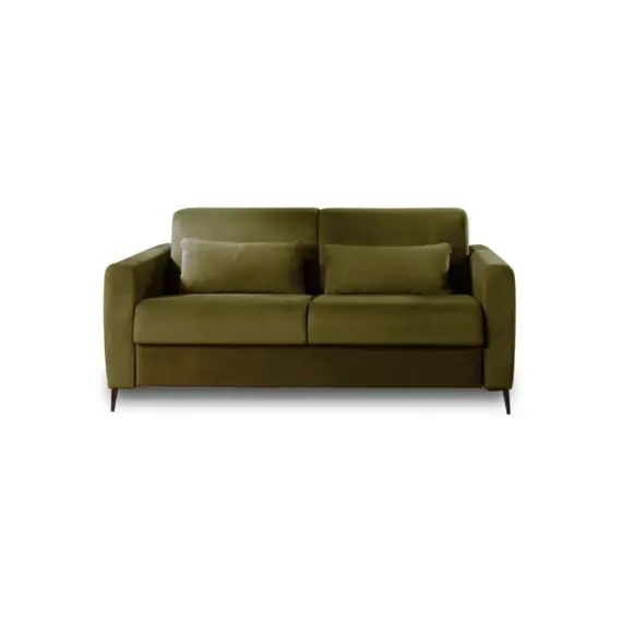 Canapé droit convertible 3 places Velours Vert Olive