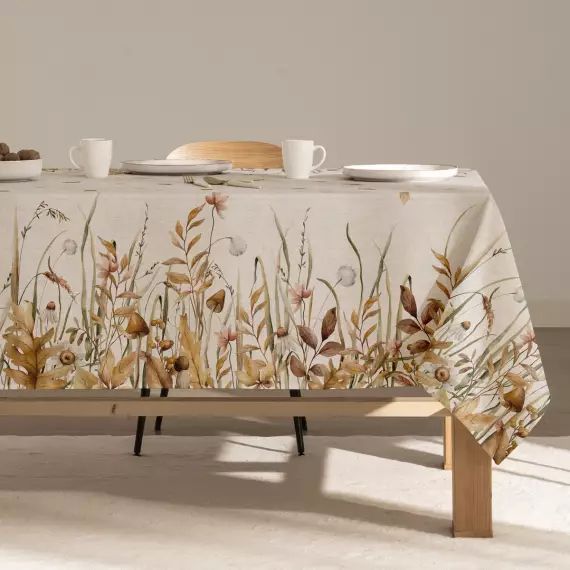 Nappe en lin antitâche imprimée floral 140×200 cm