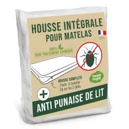 Housse intégrale matelas Anti-Punaise de lit 90x190x25 cm