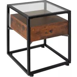 Table de chevet Preston 43x45x54,5cm bois foncé industriel