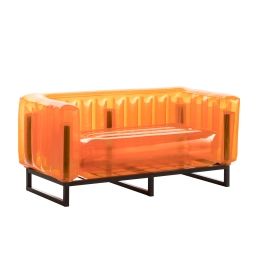 Canapé cadre aluminium assise thermoplastique orange