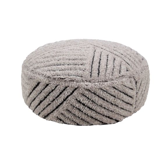 Pouf laine texturé gris foncé D70cm